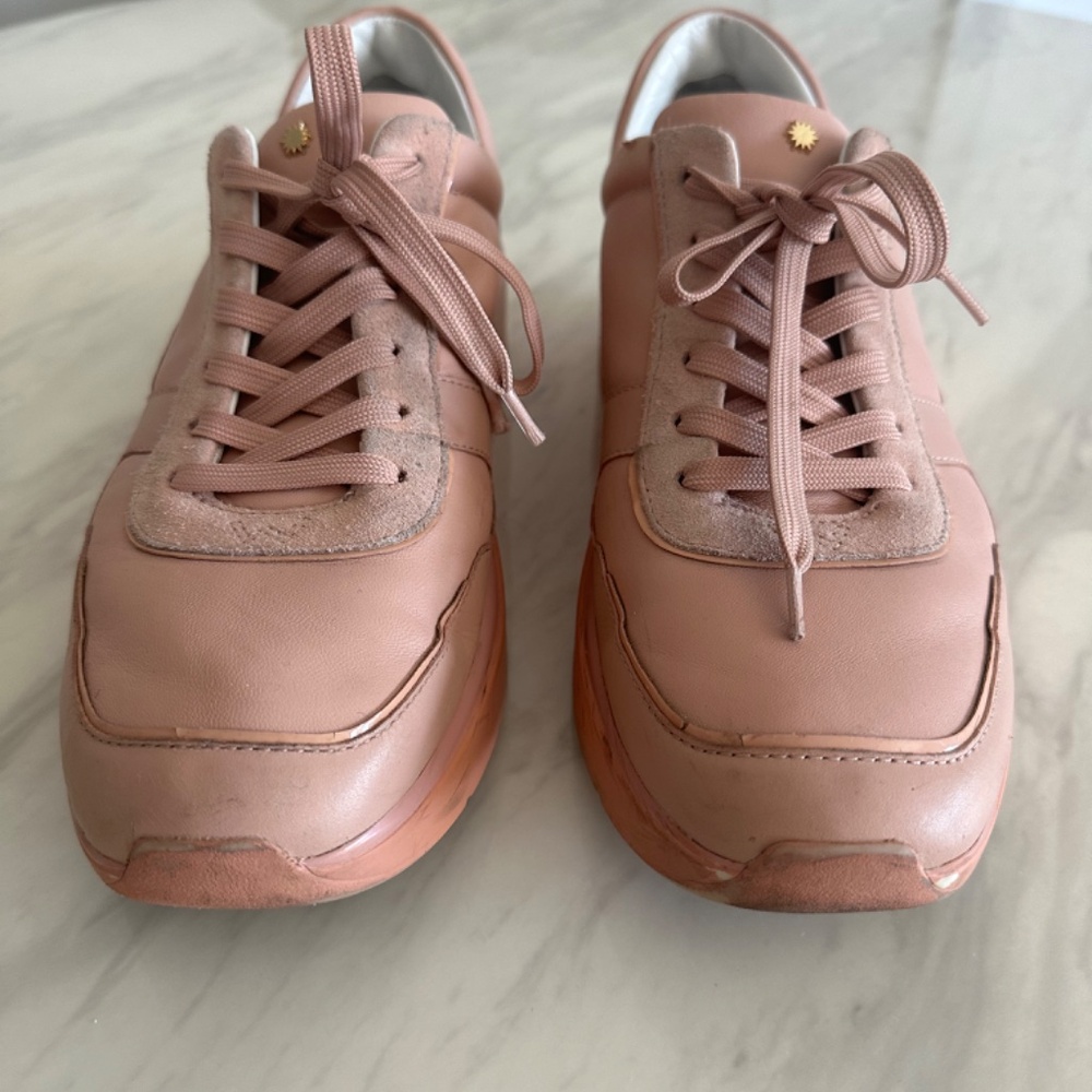 Stuart Weitzman Jaqi Leather Sneakers Size 10 - Picture 3 of 13